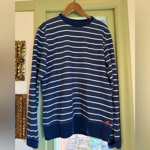 Scotch & Soda mens M Medium blue white stripe cotton blend crewneck sweater EUC